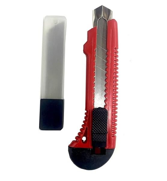 Jon Bhandari Tools Snap Off Multi Purpose Cutter Steel Utility Knife (18mm) for Cutting Paper, Carpet, Plastic, Cardboard, Leather, Drywall, Cloth
