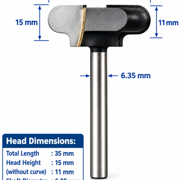 Full J Profile Handle Router Bit 15X35X6.35MM – Handleless Finger Pull Carbide Cutter for Kitchen Cabinets, Drawers & Wardrobe Doors (Copy)